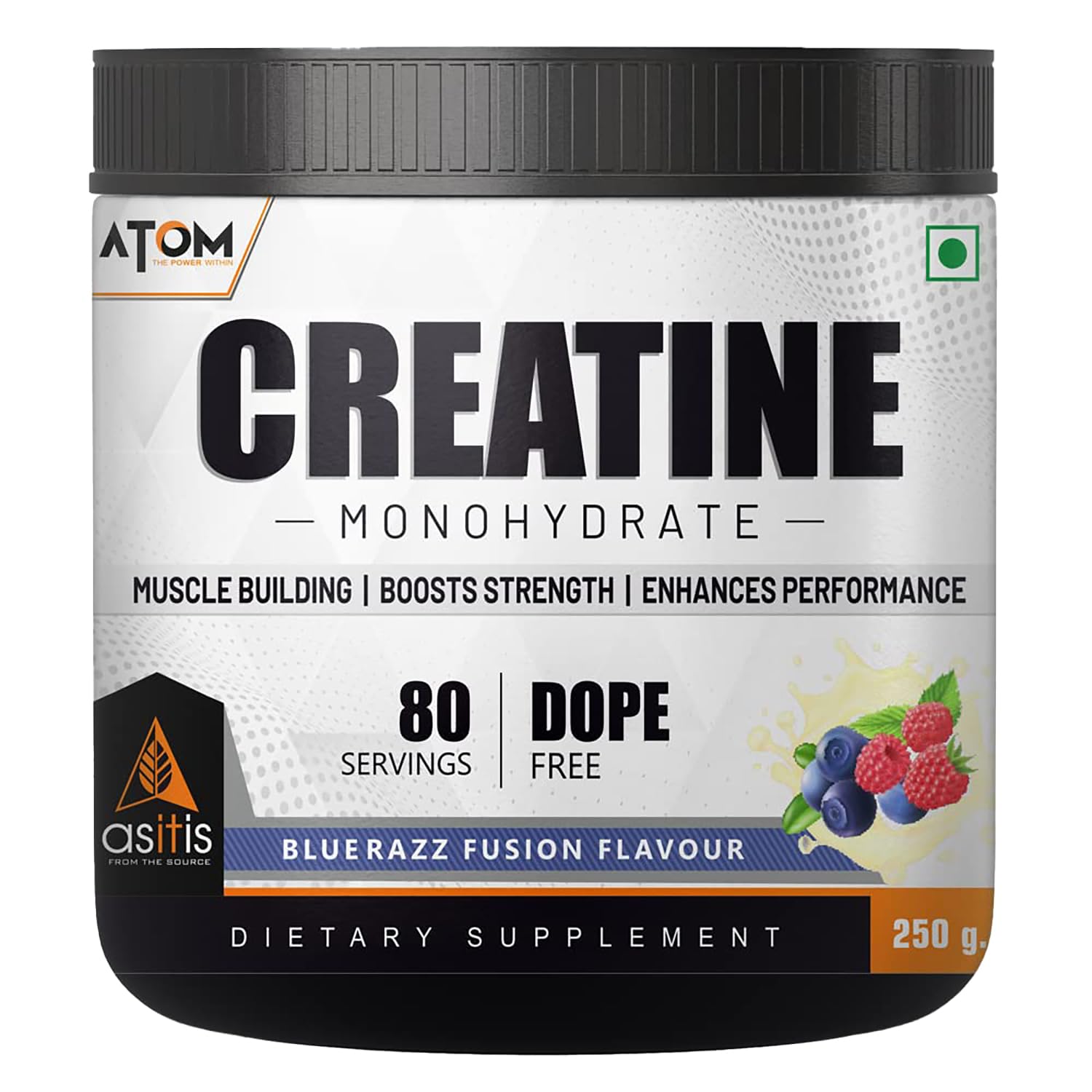 AS-IT-IS ATOM Creatine Monohydrate Dope Free | Enhances Performance | Promotes Muscle Gains