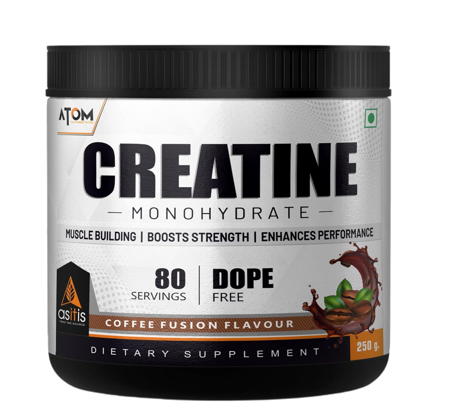 AS-IT-IS ATOM Creatine Monohydrate Dope Free | Enhances Performance | Promotes Muscle Gains