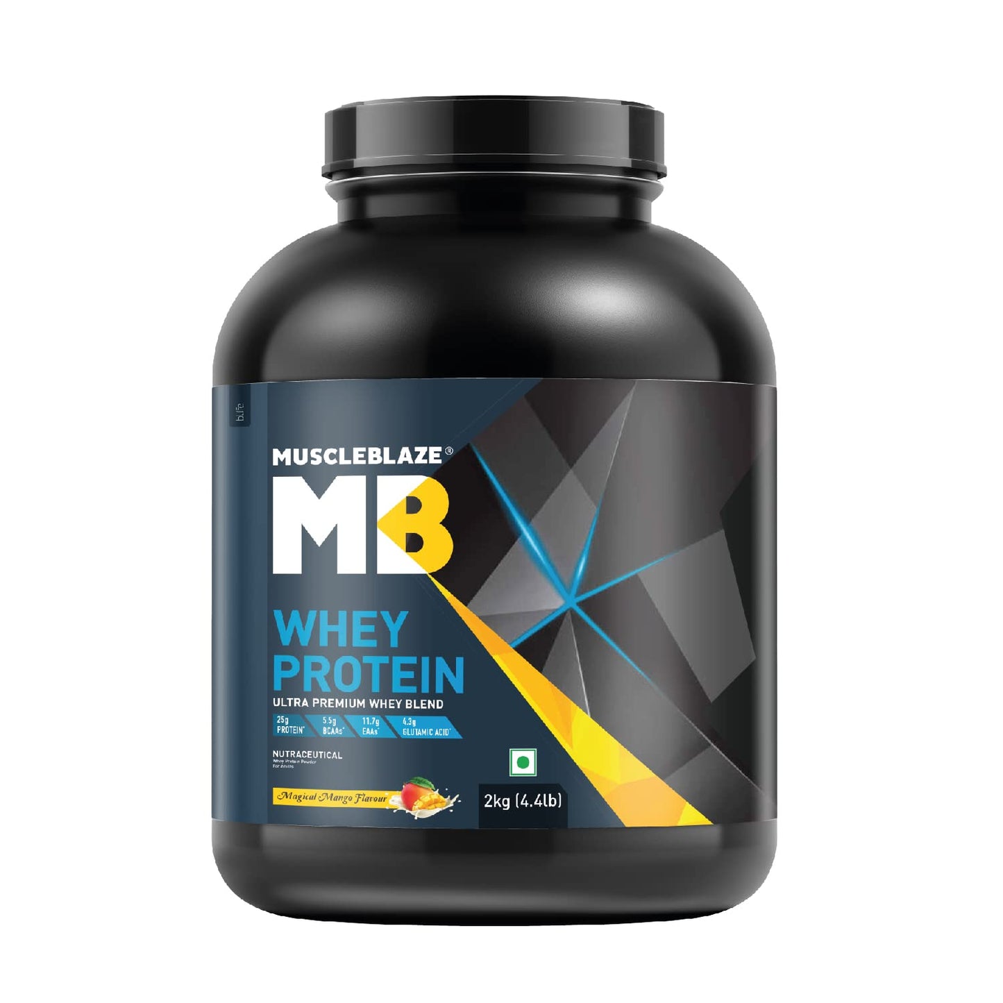 MuscleBlaze 100% Whey Protein, Ultra Premium Blend with Whey Protein Concentrate & Whey Protein Isolate, 25 g Protein per Scoop (2 kg / 4.4 lb)