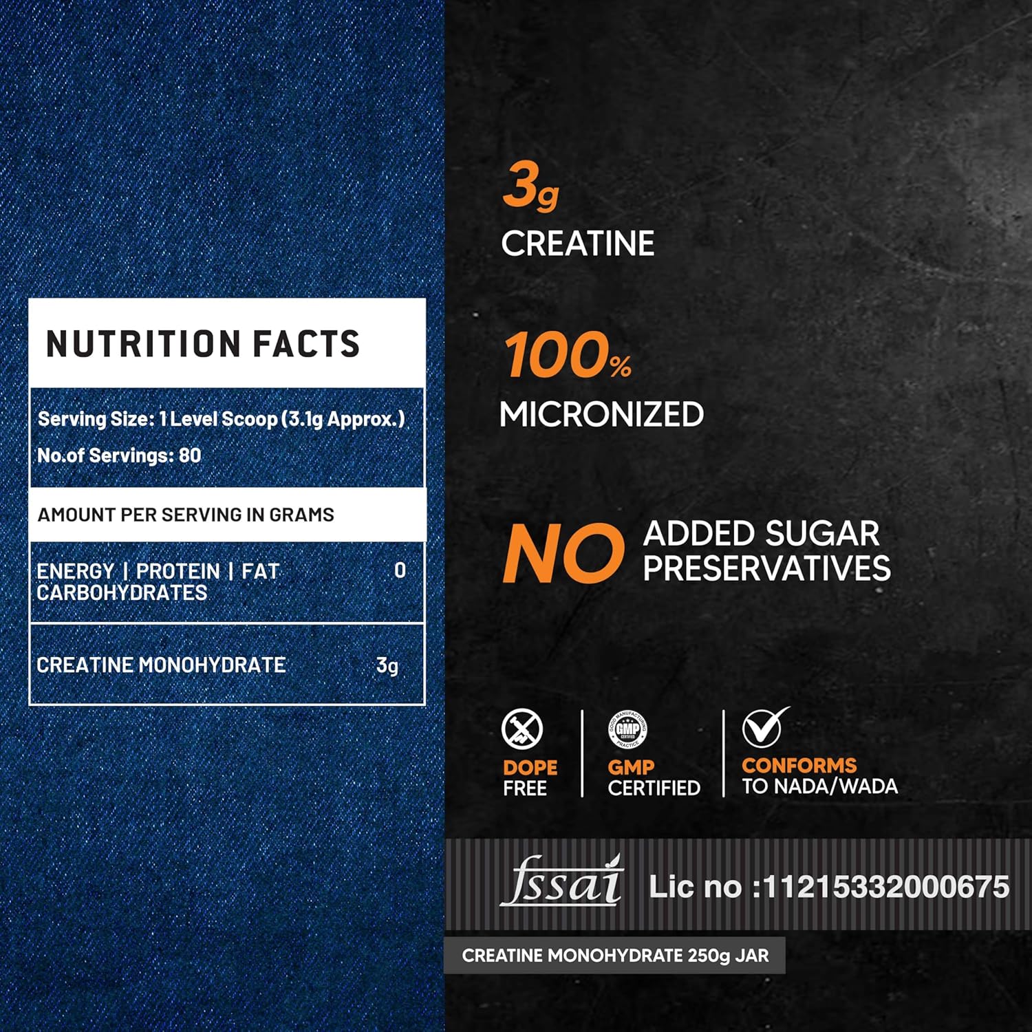AS-IT-IS ATOM Creatine Monohydrate Dope Free | Enhances Performance | Promotes Muscle Gains