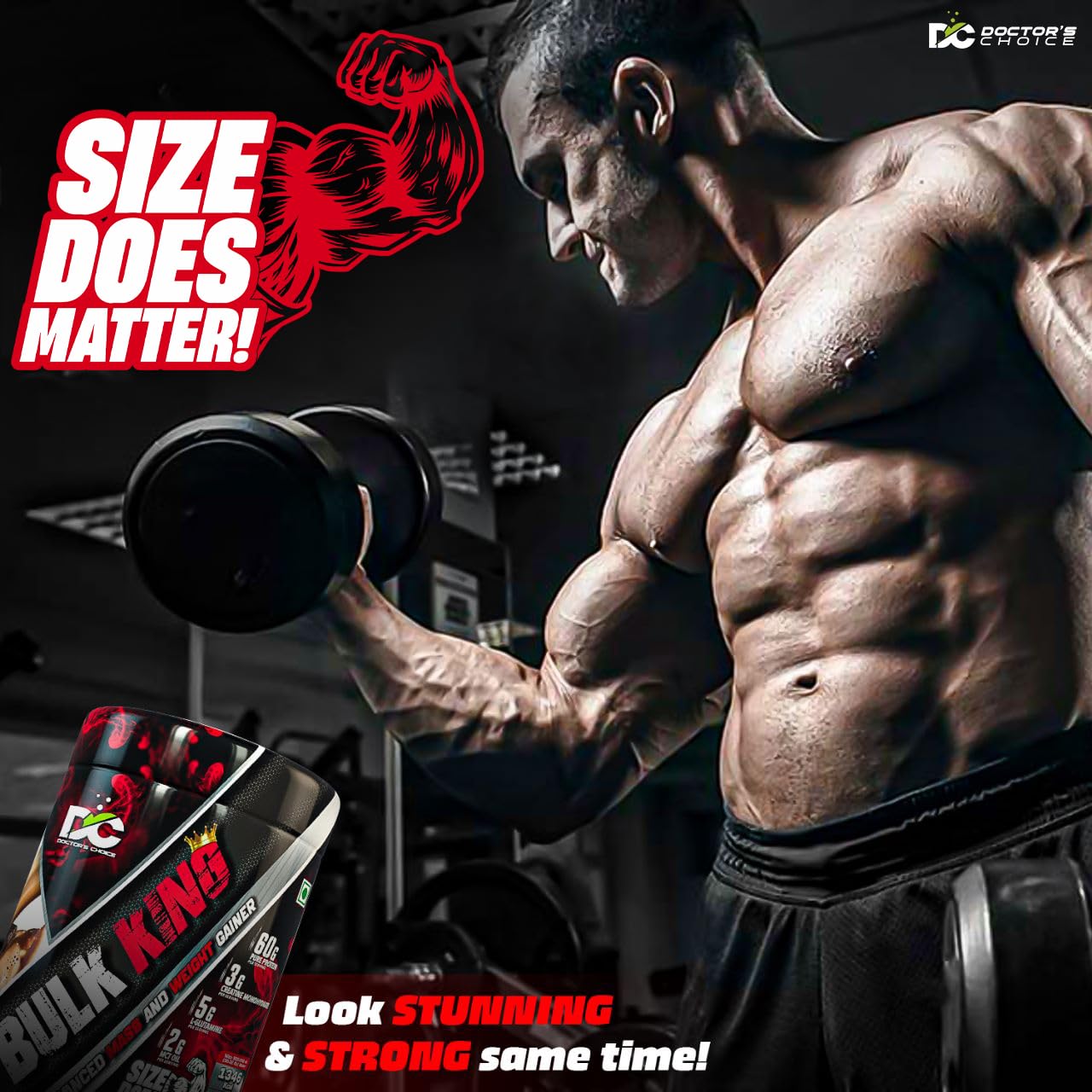 DC DOCTORS CHOICE Bulk King Advanced Mass Gainer and Weight Gainer for bulking (Choco Brownie Fudge, 3Kg)