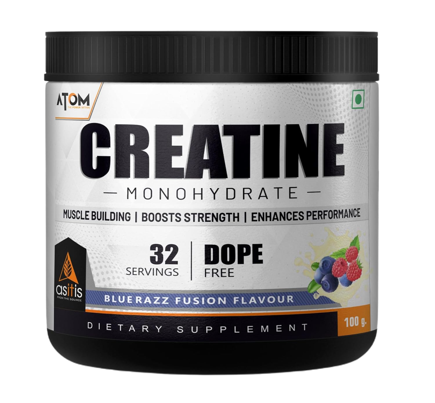 AS-IT-IS ATOM Creatine Monohydrate Dope Free | Enhances Performance | Promotes Muscle Gains