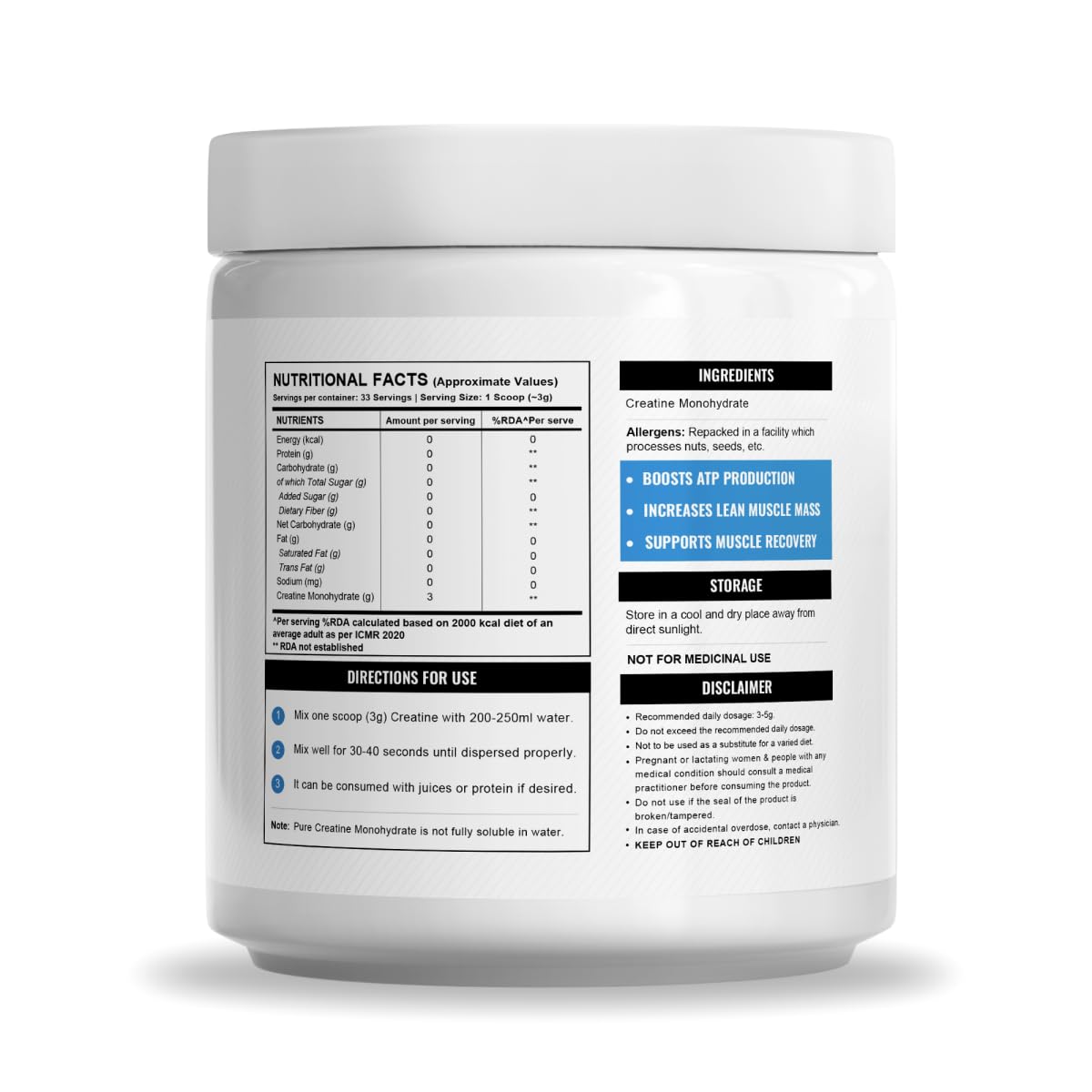 Wellcore - Pure Micronised Creatine Monohydrate  Lab Tested | Rapid Absorption | Enhanced Muscle Strength & Power | Fast Recovery | Increased Muscle Mass