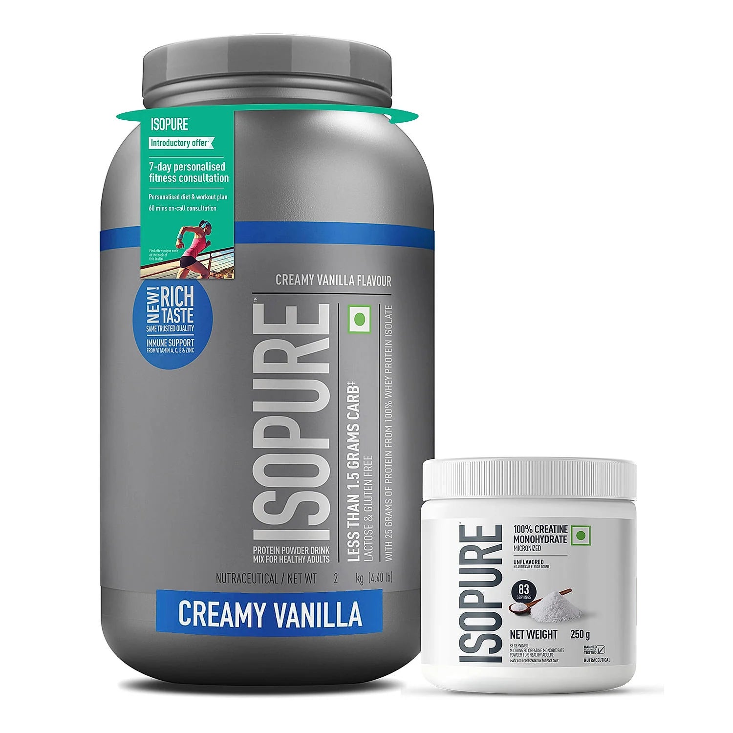 Isopure Whey Protein Isolate Powder 4.40 lbs, 2 kg , Lactose-Free, Gluten-Free