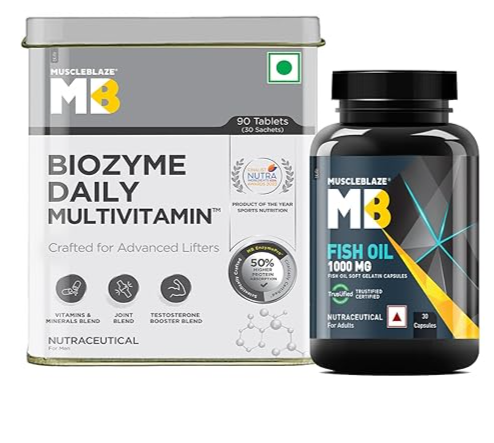 MuscleBlaze Biozyme Daily Multivitamin,90 Tablets,5-In-1 Supplement With Vitamins,Minerals,Patient Published Eaf,Trustified Certified For Higher Energy&Improved Performance Levels