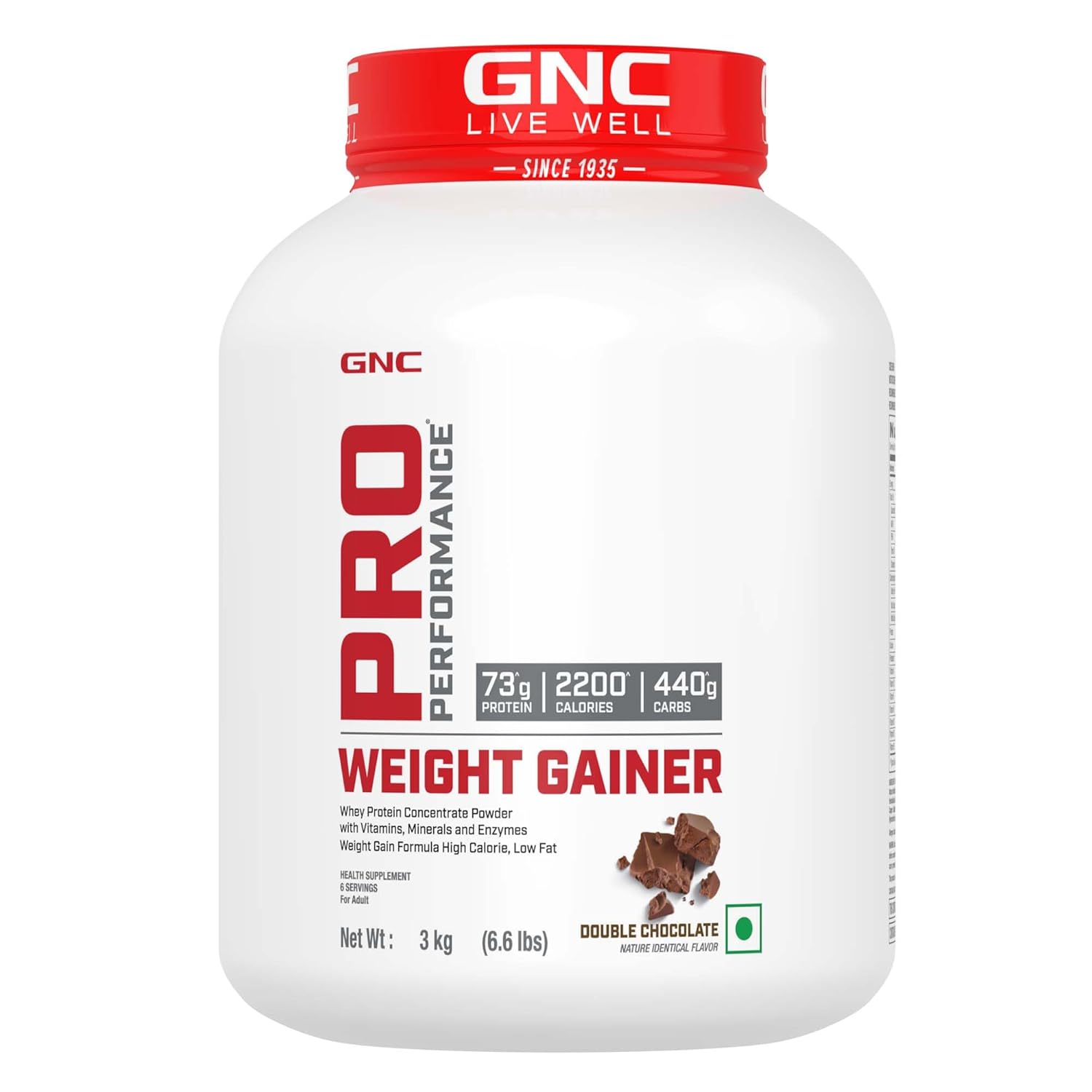 GNC Pro Performance Weight Gainer | Healthy Body Gains | Reduces Muscle Breakdown | Boosts Metabolism | Formulated In USA | 73g Protein | 440g Carbs | 2200 Cal