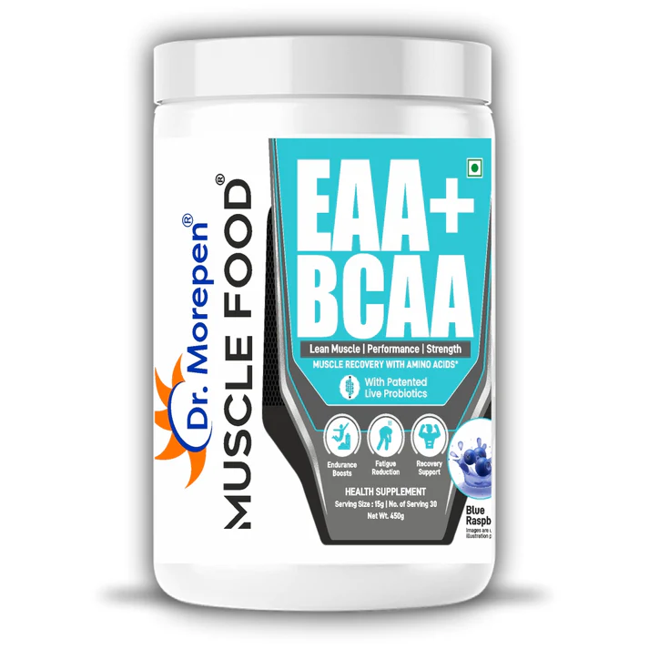 Dr. Morepen Muscle Food EAA+BCAA with patented live probiotics  for faster muscle recovery 30 servings