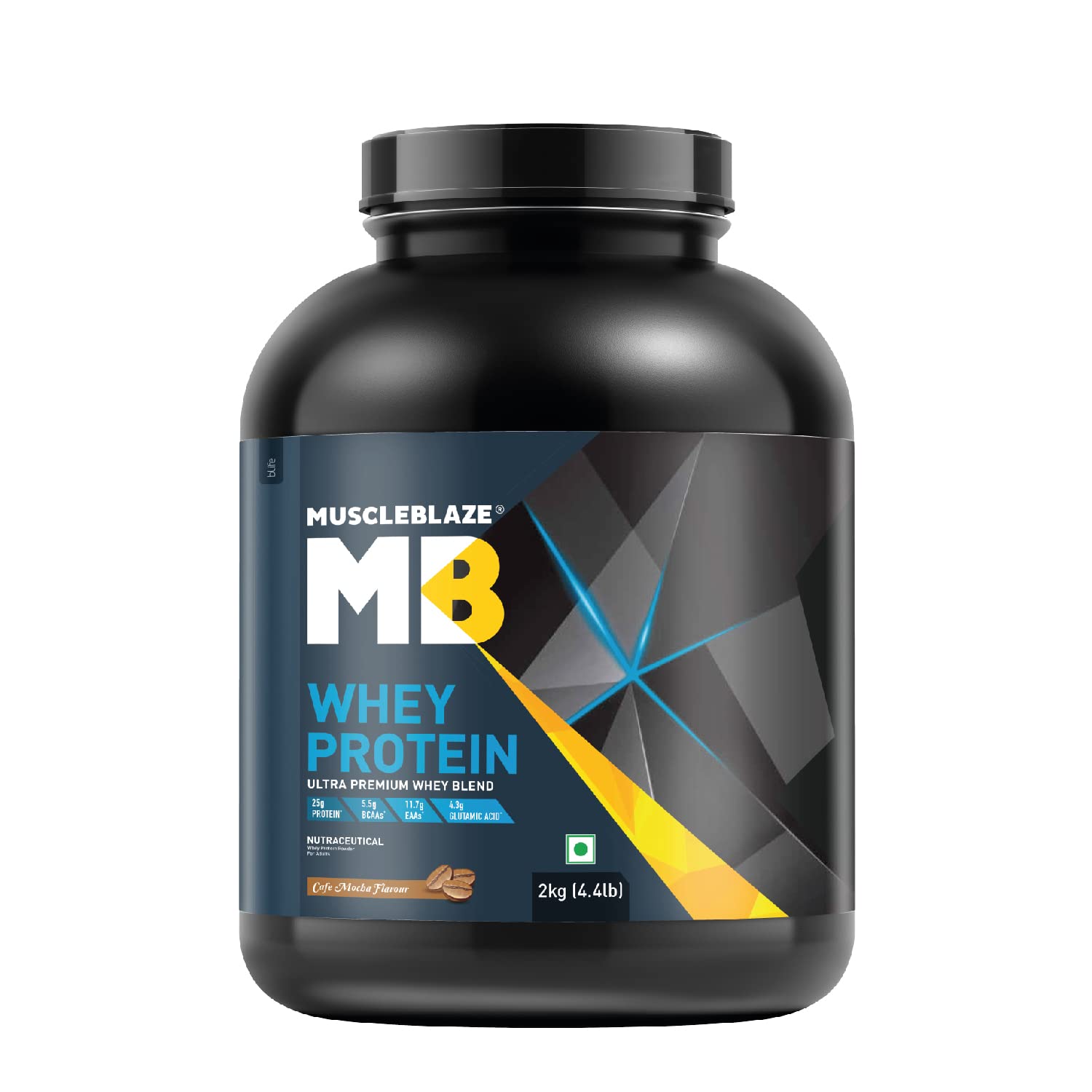 MuscleBlaze 100% Whey Protein, Ultra Premium Blend with Whey Protein Concentrate & Whey Protein Isolate, 25 g Protein per Scoop (2 kg / 4.4 lb)