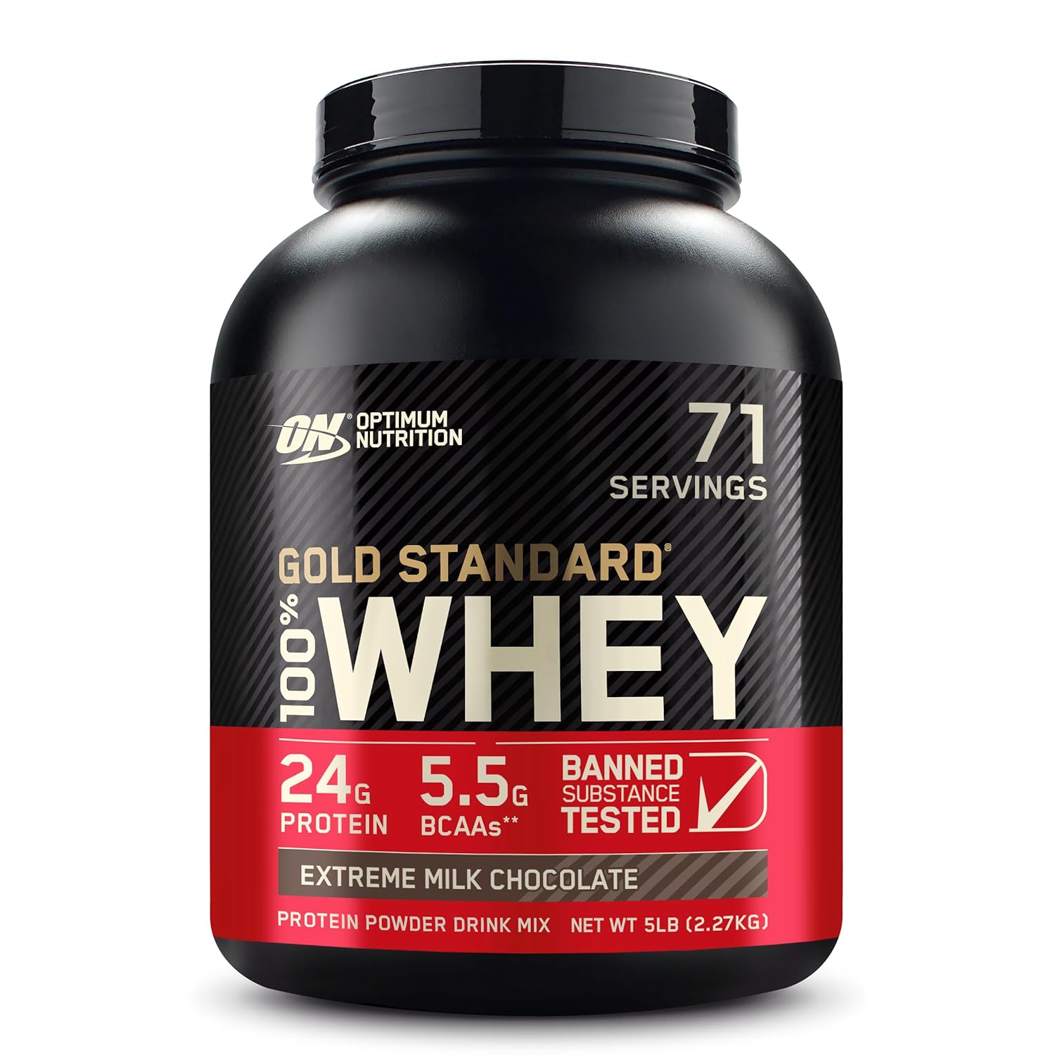 Optimum Nutrition (ON) Gold Standard 100% Whey Protein Powder 5 lbs,(USA MADE ) 2.27 kg for Muscle Support & Recovery, Veg, Primary Source Whey Isolate