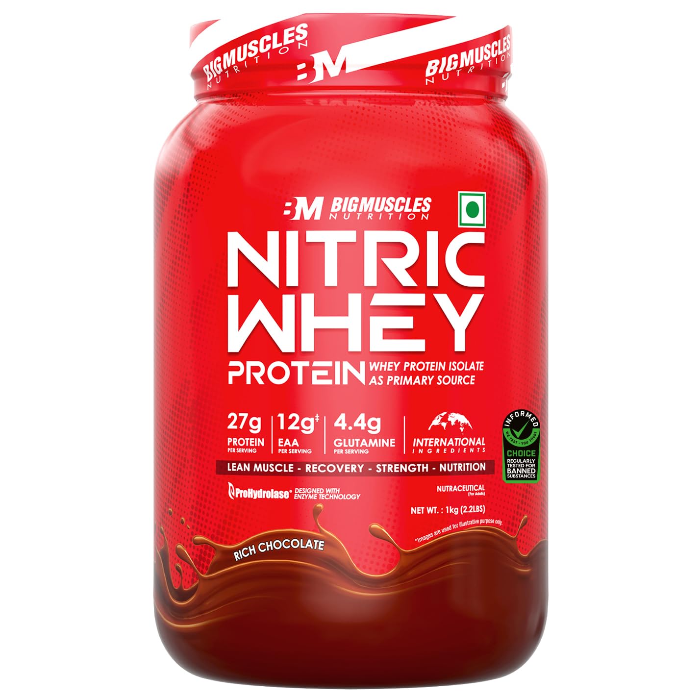 Bigmuscles Nutrition Nitric Whey protein | 27g Isolate Whey Protein | ProHydrolase Enzyme Tech. for Faster Absorption & Lean Muscle Growth