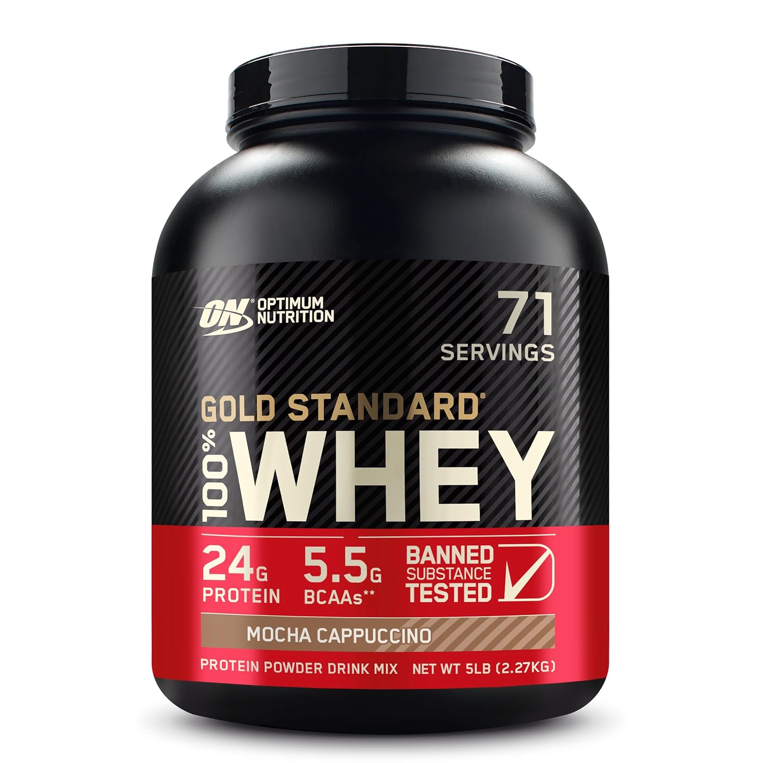 Optimum Nutrition (ON) Gold Standard 100% Whey Protein Powder 5 lbs,(USA MADE ) 2.27 kg for Muscle Support & Recovery, Veg, Primary Source Whey Isolate