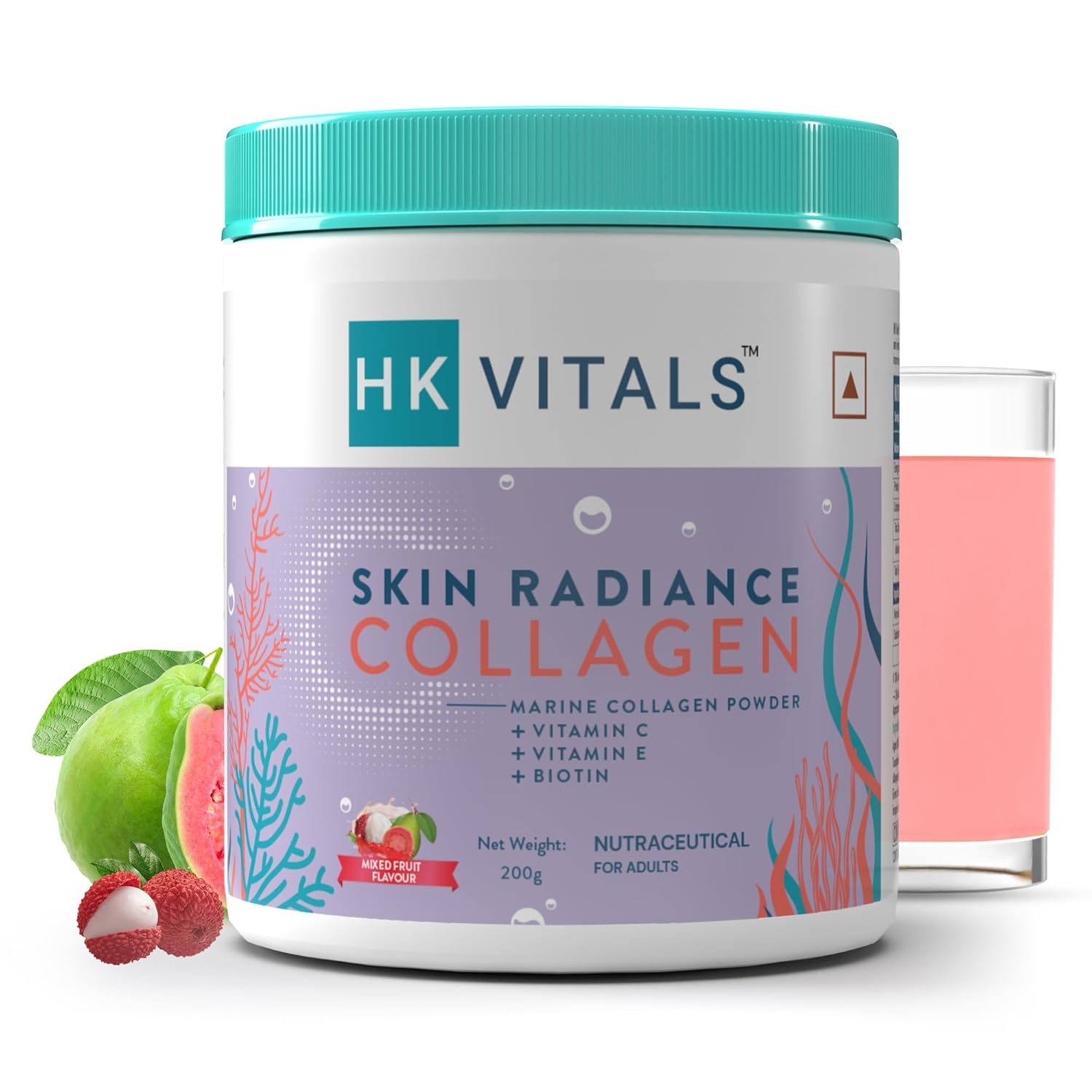 HK Vitals Skin Radiance Collagen Powder ( 200g) | Marine Collagen | Collagen Supplements for Women & Men with Biotin, Vitamin C, E & Sodium Hyaluronate, for Healthy Skin, Hair & Nails