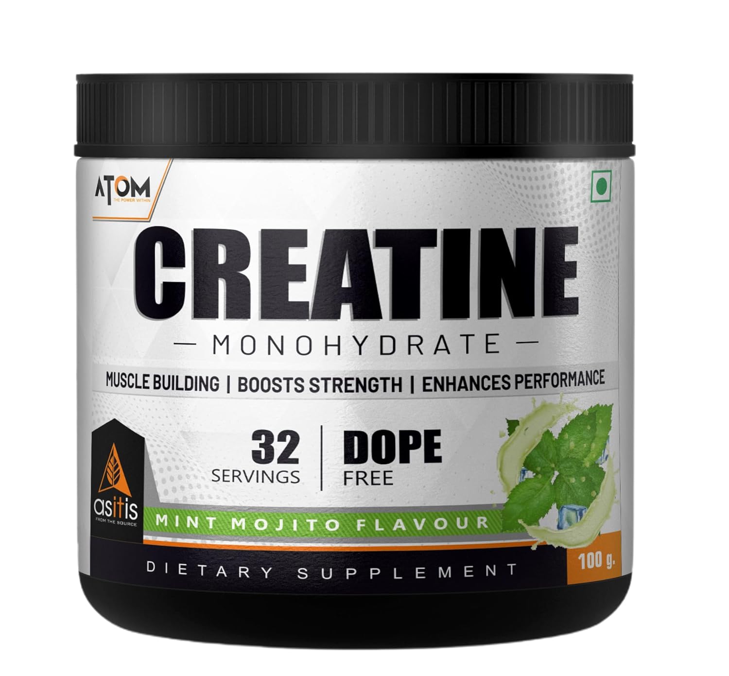 AS-IT-IS ATOM Creatine Monohydrate  Dope Free | Enhances Performance | Promotes Muscle Gains