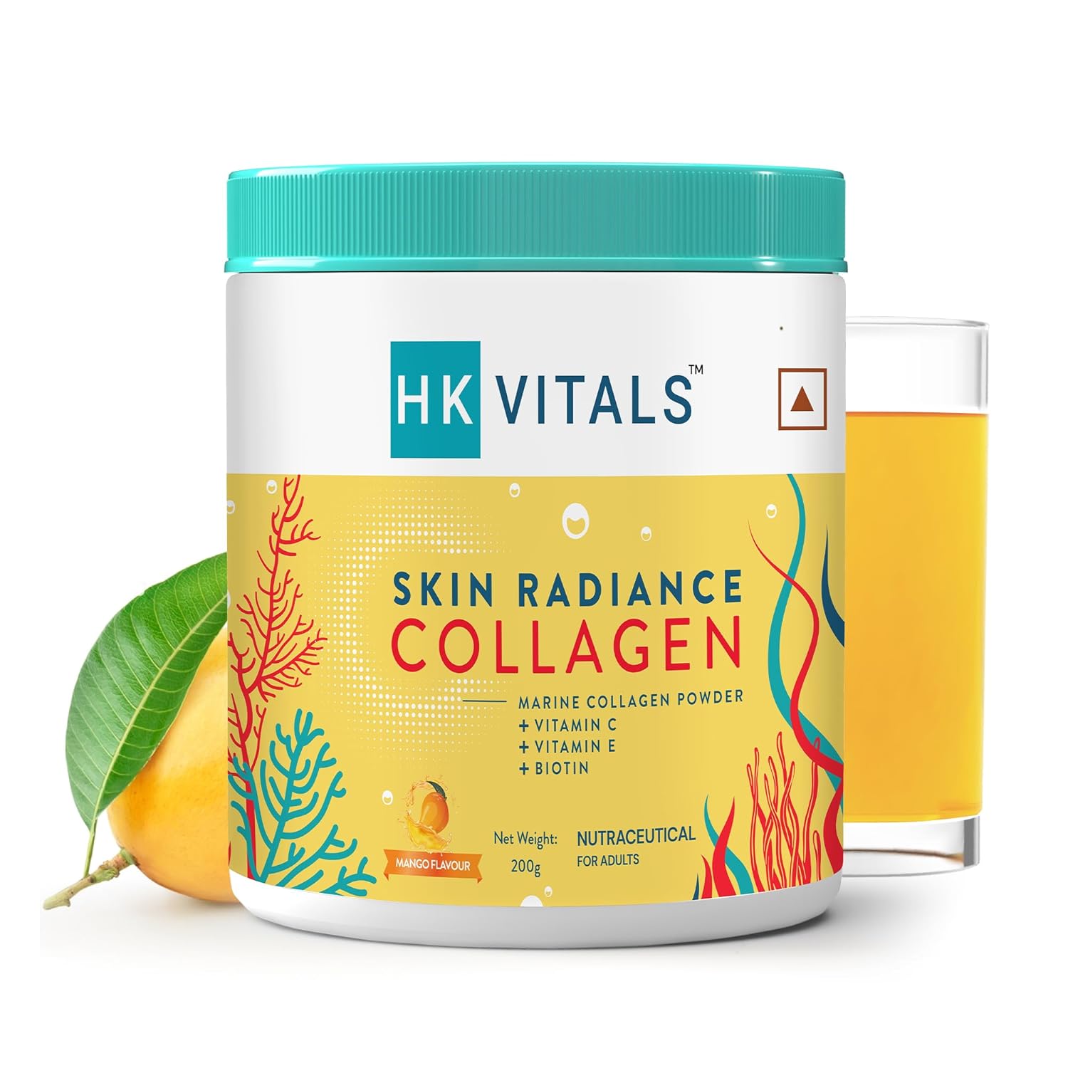 HK Vitals Skin Radiance Collagen Powder ( 200g) | Marine Collagen | Collagen Supplements for Women & Men with Biotin, Vitamin C, E & Sodium Hyaluronate, for Healthy Skin, Hair & Nails