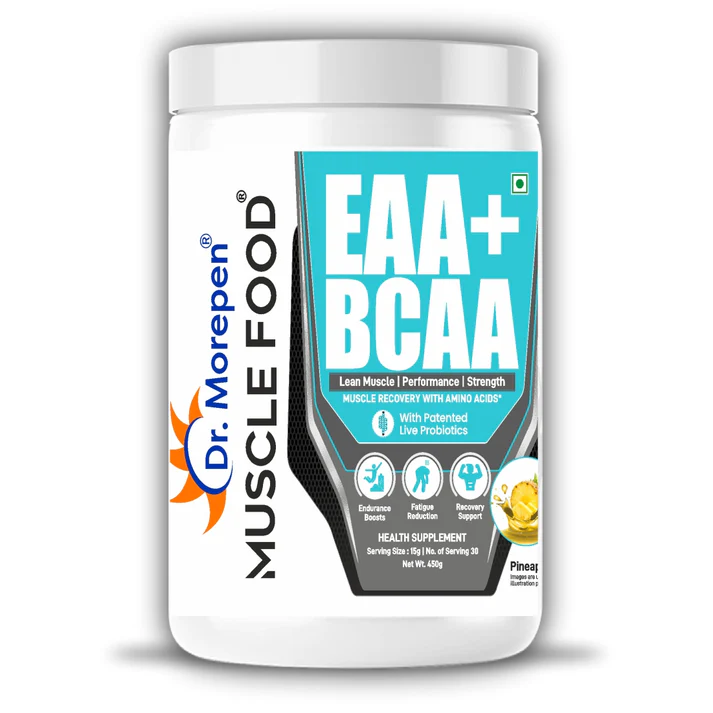 Dr. Morepen Muscle Food EAA+BCAA with patented live probiotics  for faster muscle recovery 30 servings