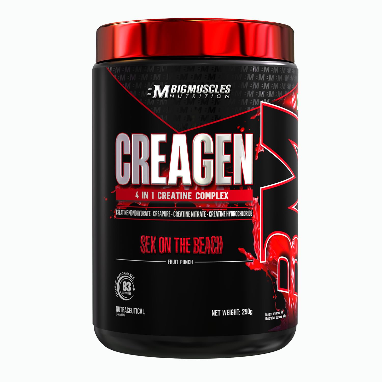 Bigmuscles Nutrition Creagen   4 In 1 Creatine Complex: Creatine Monohydrate, Creapure, Creatine Nitrate & Creatine Hydrocloride, Absorption & Dope Free Powder