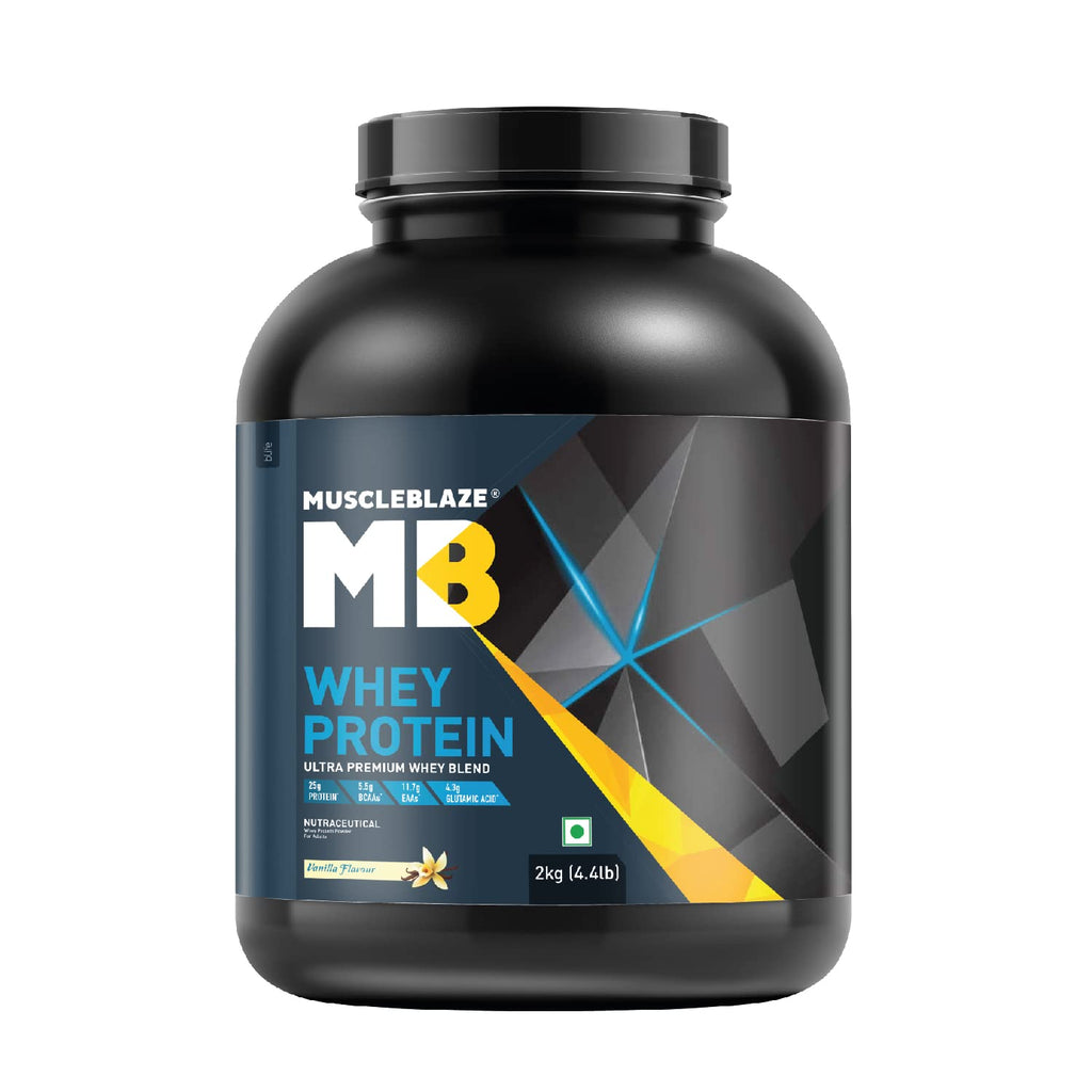 MuscleBlaze 100% Whey Protein, Ultra Premium Blend with Whey Protein Concentrate & Whey Protein Isolate, 25 g Protein per Scoop (2 kg / 4.4 lb)
