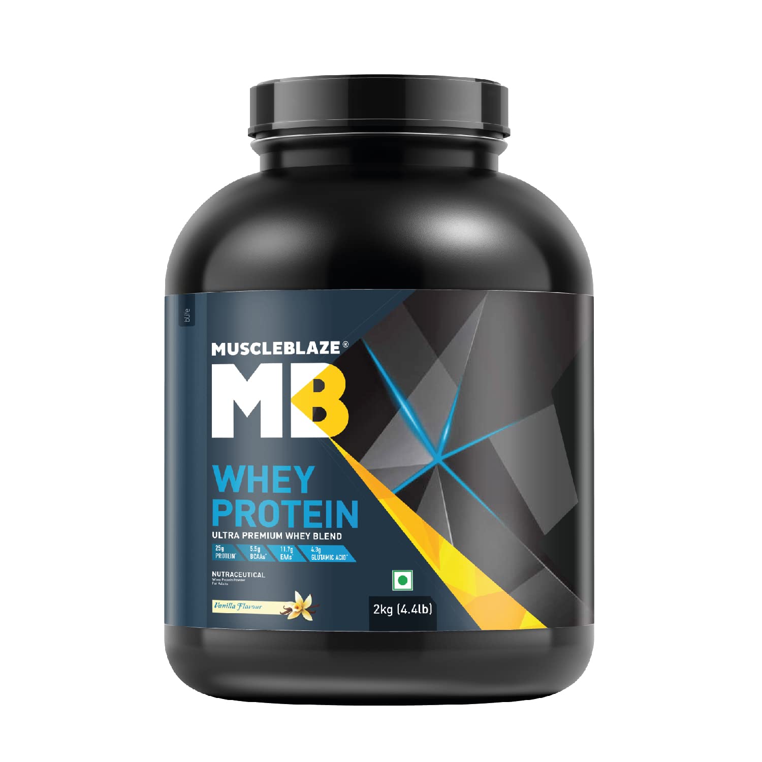 MuscleBlaze 100% Whey Protein, Ultra Premium Blend with Whey Protein Concentrate & Whey Protein Isolate, 25 g Protein per Scoop (2 kg / 4.4 lb)
