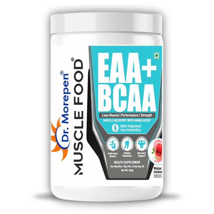 Dr. Morepen Muscle Food EAA+BCAA with patented live probiotics  for faster muscle recovery 30 servings