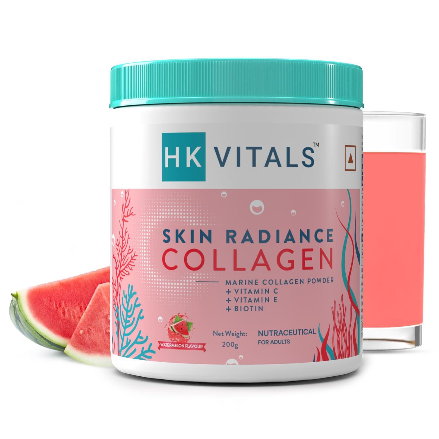 HK Vitals Skin Radiance Collagen Powder ( 200g) | Marine Collagen | Collagen Supplements for Women & Men with Biotin, Vitamin C, E & Sodium Hyaluronate, for Healthy Skin, Hair & Nails