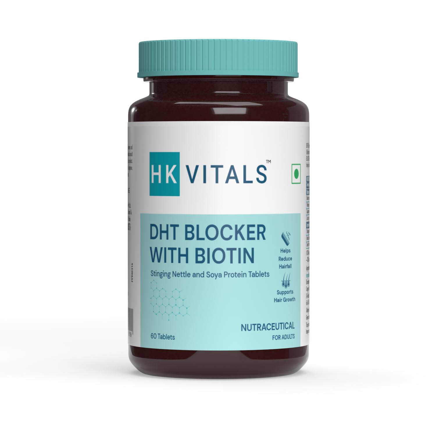 HK Vitals DHT Blocker with Biotin, Stinging Nettle and Soya Protein, Helps Reduce Hair Fall, Stimulates Hair Growth, Pack of 60 Tablets