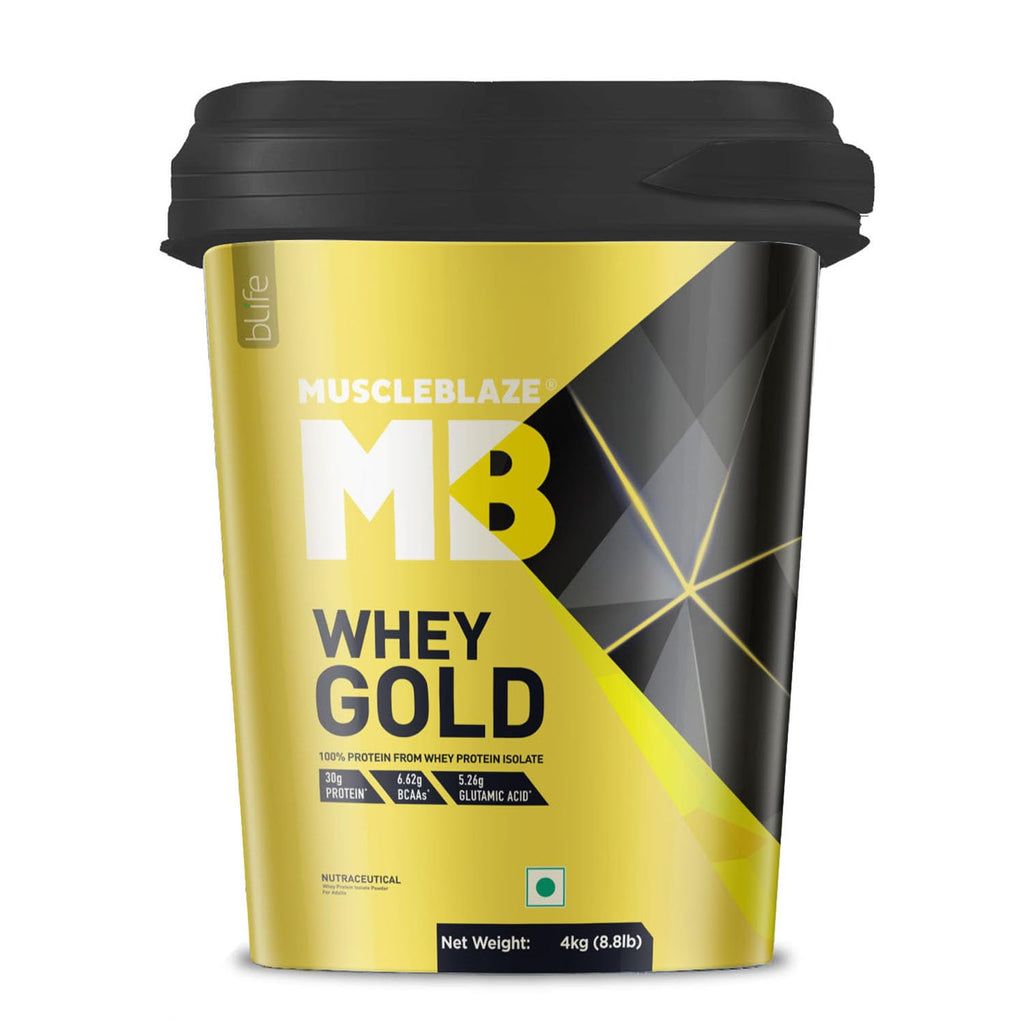 MuscleBlaze Whey Gold, 100% Whey Protein Isolate, Labdoor USA Certified, 30g Whey Protein Per Scoop