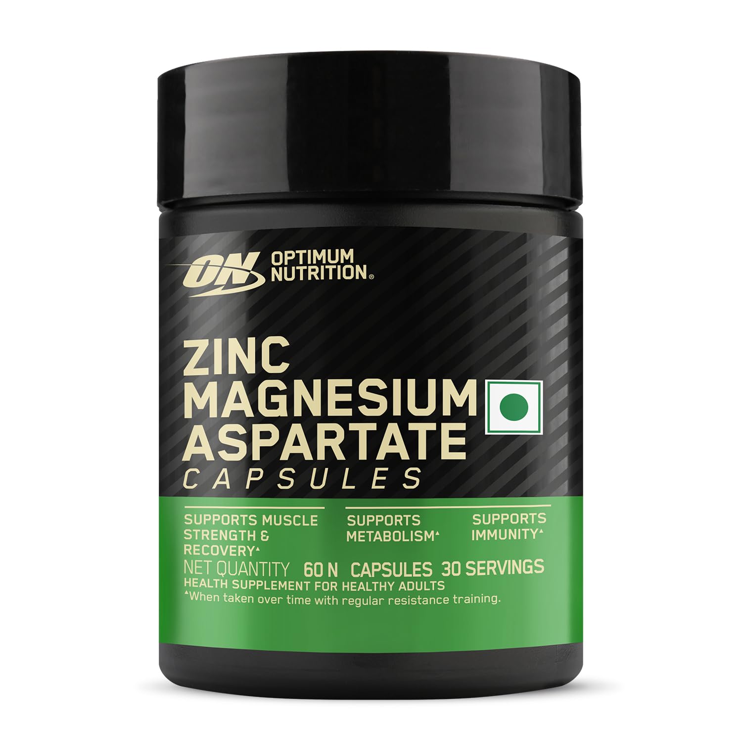 Optimum Nutrition (ON) Zinc Magnesium Aspartate (ZMA) - 60 Capsules, Muscle Strength, Metabolism, Immunity, Vegetarian