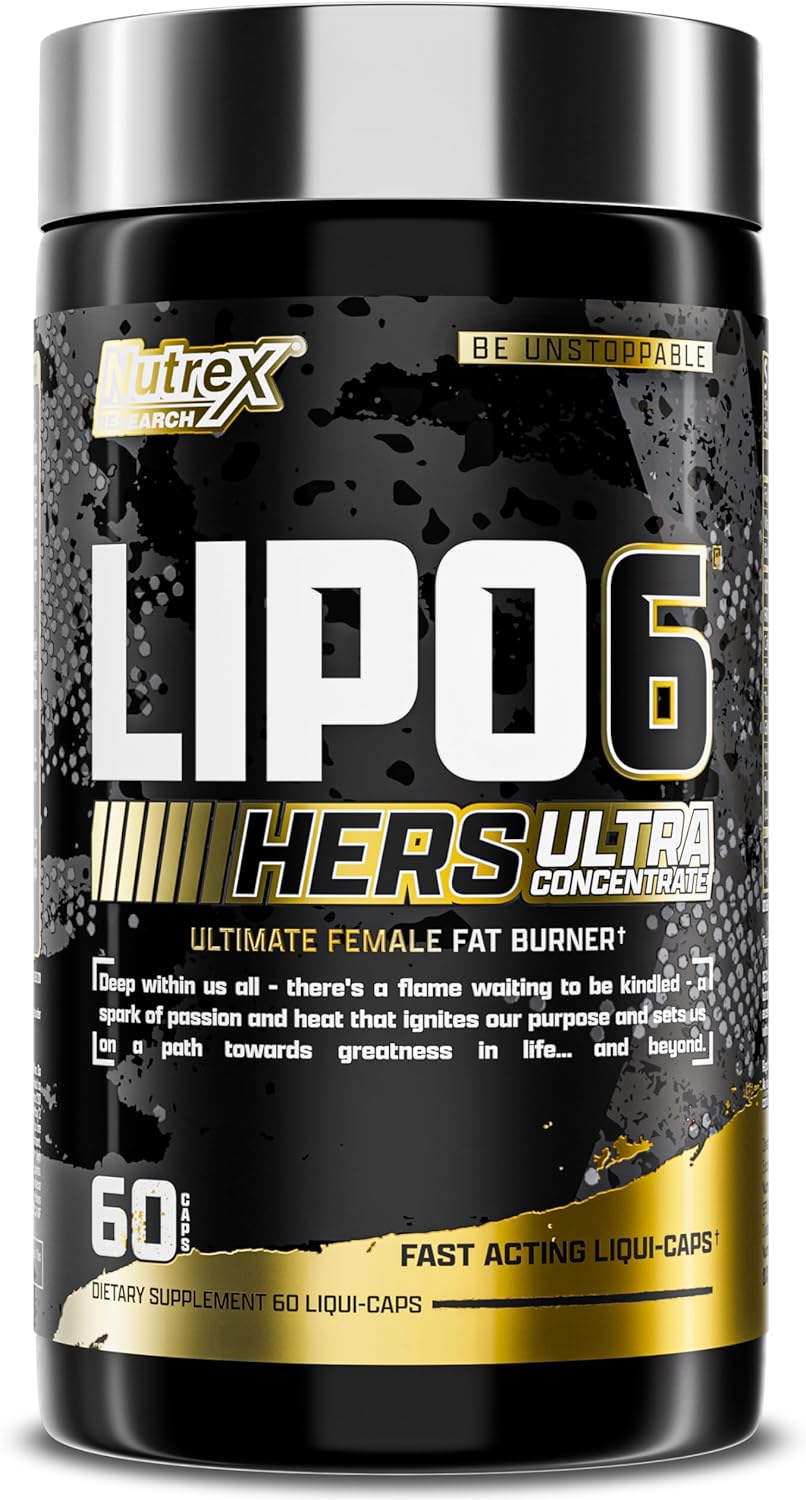 Nutrex Research Lipo-6 Black Hers Ultra Concentrate | Weight Loss Pills for Women | Fat Burner, Appetite Suppressant, Metabolism Booster for Weight Loss + Hair, Skin, & Nails Support | 60 Diet Pills