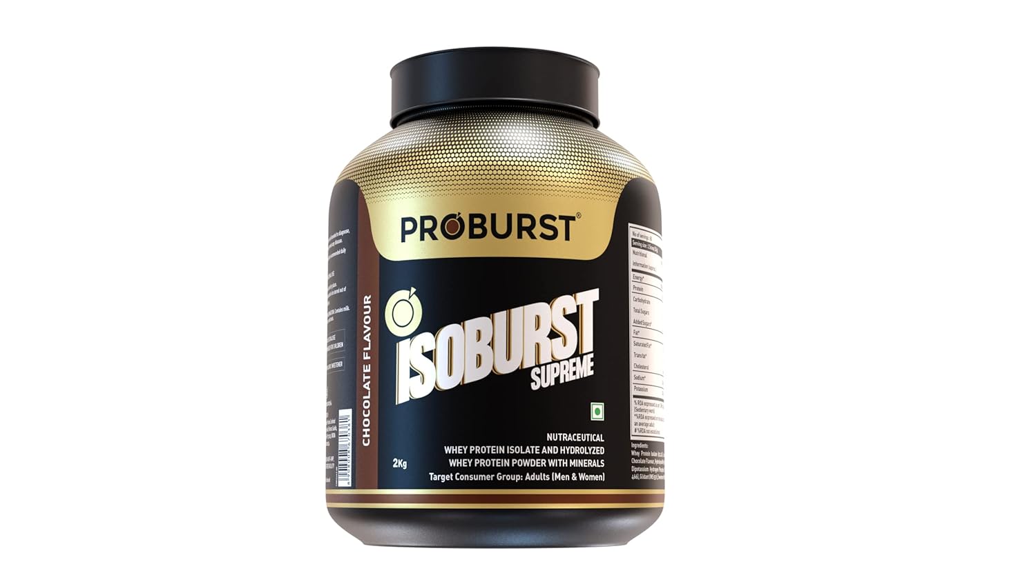 Proburst Isoburst Nutraceutical Whey Protein Isolate and Hydrolyzed-30g Protein per serving,Chocolate, 2 Kg