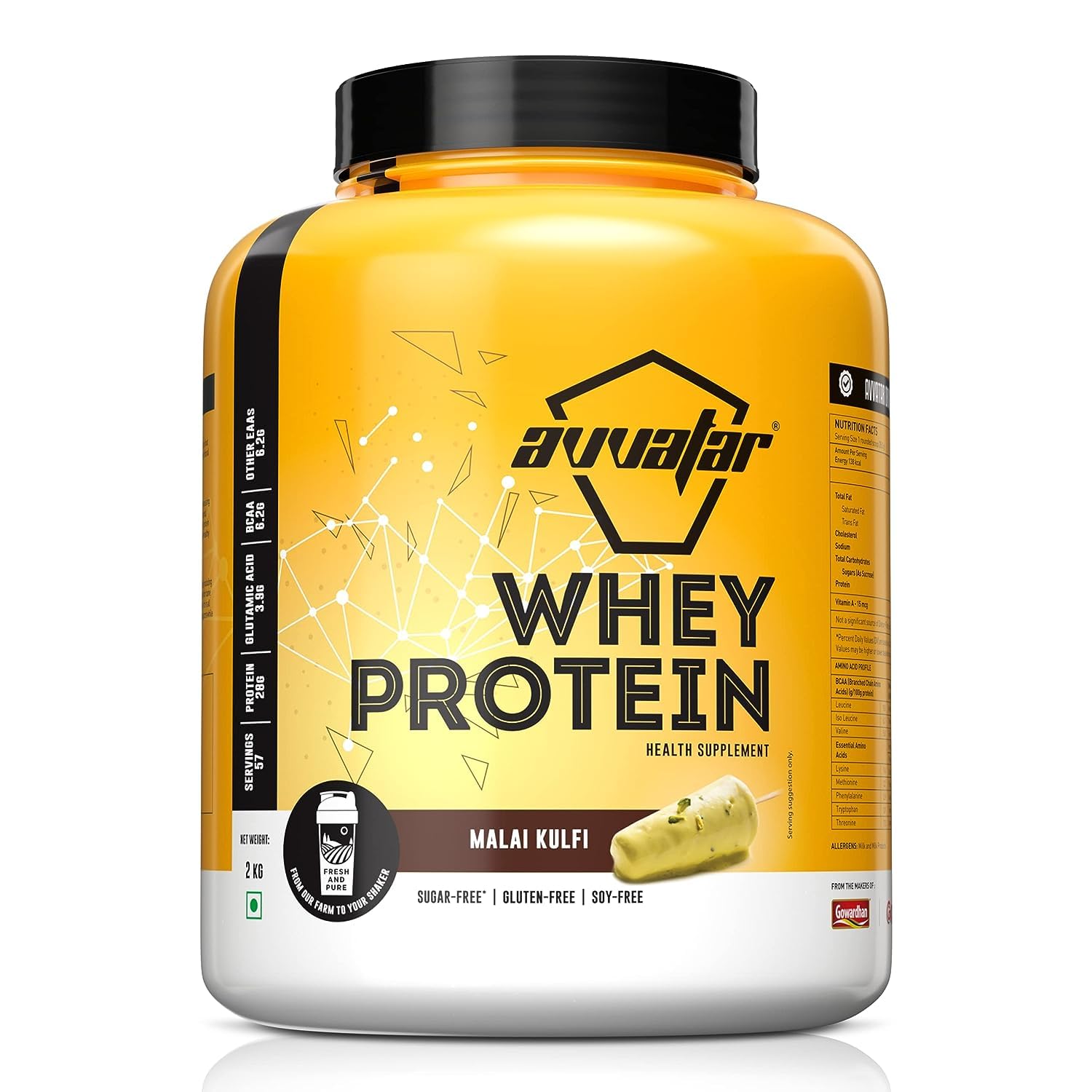 AVVATAR WHEY PROTEIN | 2Kg |  28g Protein | 57 Servings | Isolate & Concentrate Blend