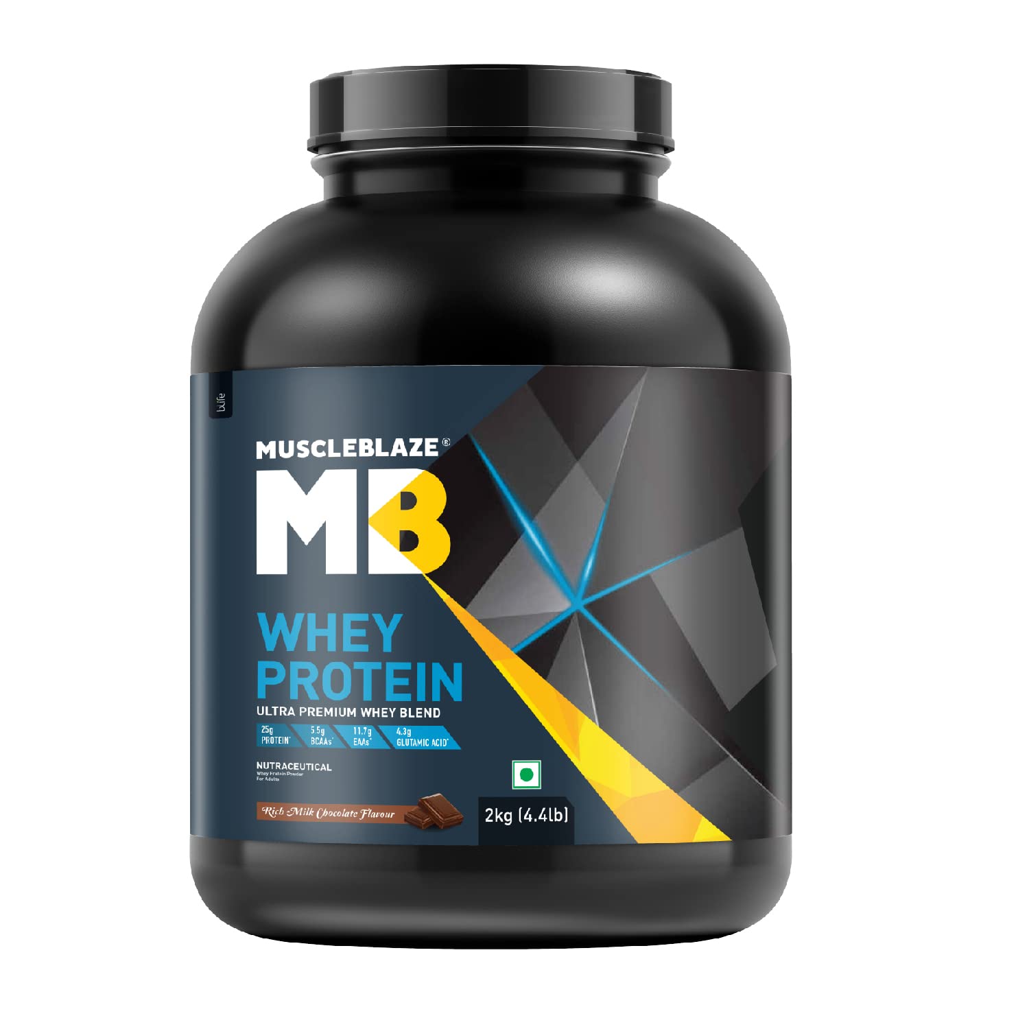 MuscleBlaze 100% Whey Protein, Ultra Premium Blend with Whey Protein Concentrate & Whey Protein Isolate, 25 g Protein per Scoop (2 kg / 4.4 lb)