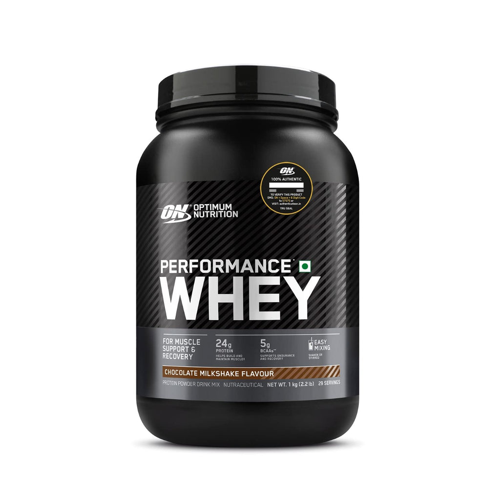 OPTIMUM NUTRITION Performance Whey Protein Powder Blend with Isolate, 24g Protein, 5g BCAA, Chocolate,