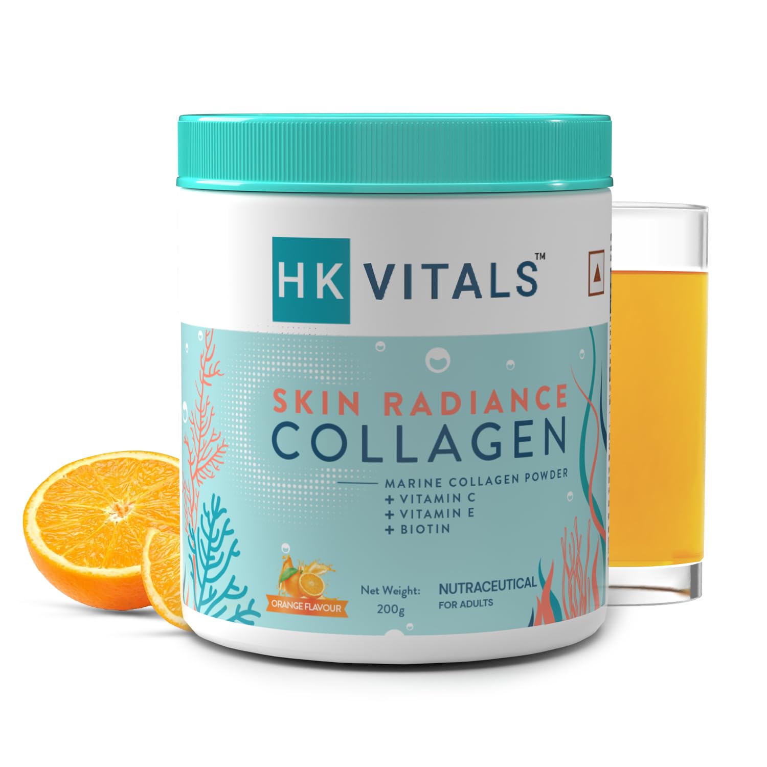 HK Vitals Skin Radiance Collagen Powder ( 200g) | Marine Collagen | Collagen Supplements for Women & Men with Biotin, Vitamin C, E & Sodium Hyaluronate, for Healthy Skin, Hair & Nails