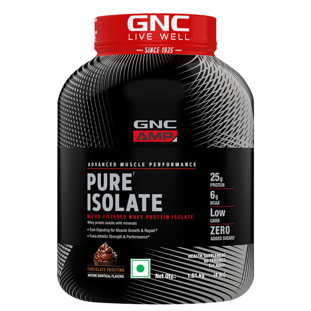 GNC AMP Pure Isolate Low Carb | Boosts Athletic Performance | Builds Lean Muscles | Speeds Up Recovery | Increases Strength | USA Formulated | 25g Protein | 6g BCAA  | 4 lbs