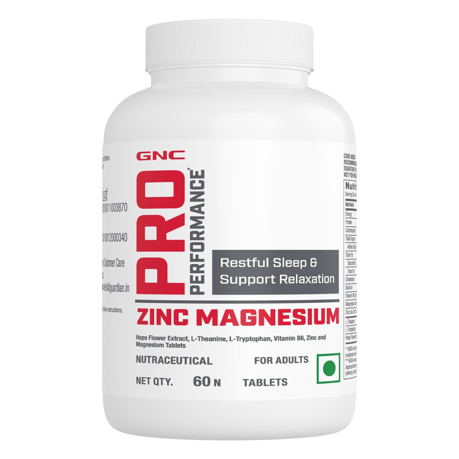 GNC Pro Performance Zinc Magnesium Amino Complex | 60 Tablets | Promotes Restful Sleep | Relieves Stress | Boosts Immunity | Calms Nerves | Contains Vitamin B6 & Hops Flower Extract | USA Formulated