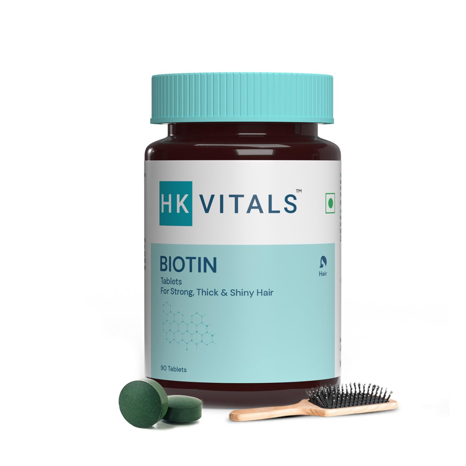 HK Vitals Biotin, Supplement for Hair Growth, Strong Hair and Glowing Skin, Fights Nail Brittleness, Biotin Tablets