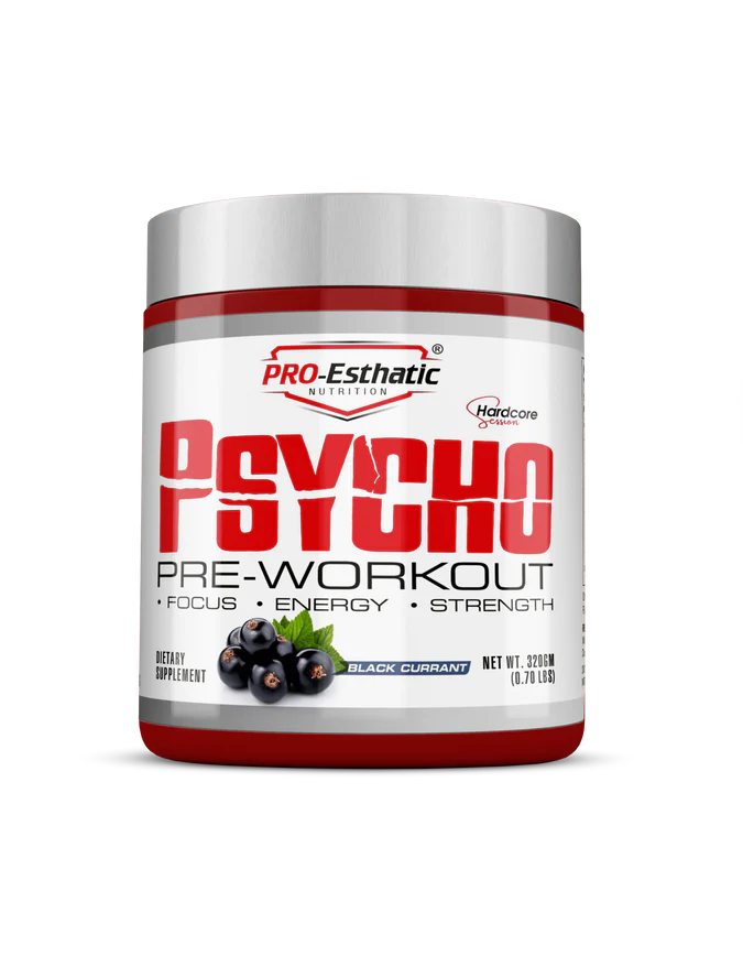 PRO-ESTHATIC NUTRITION Psycho Pre workout Black Current 30 Servings is a high-powered pre-workout formula