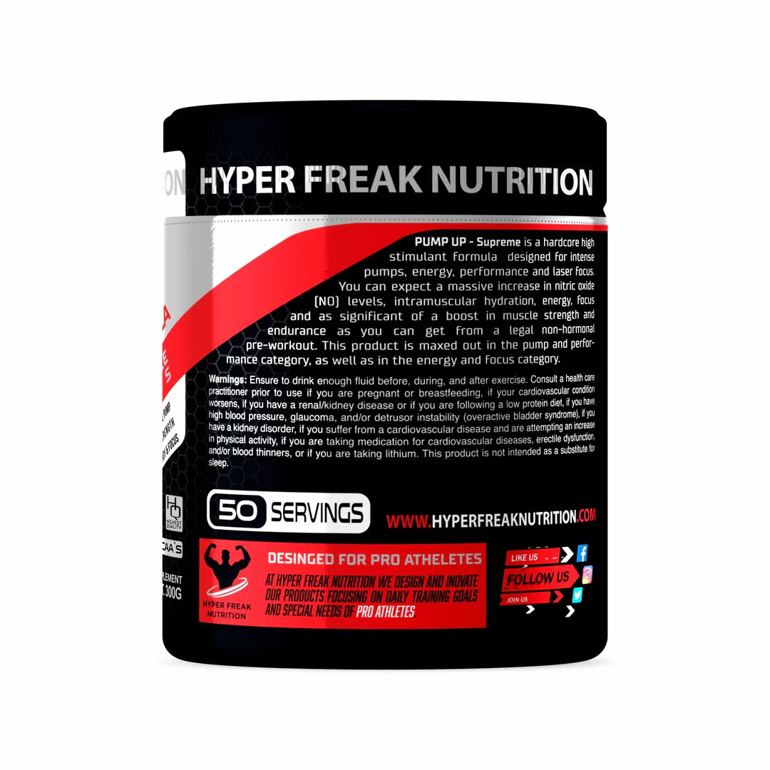 HFN PUMP UP is a high-stimulant formula that provides intense pumps, energy, performance 50 SERVINGS