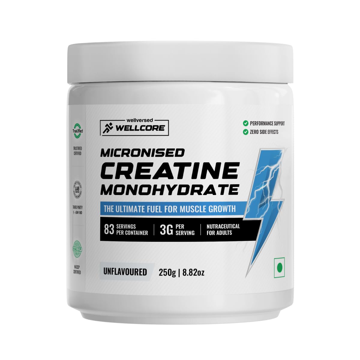 Wellcore - Pure Micronised Creatine Monohydrate  Lab Tested | Rapid Absorption | Enhanced Muscle Strength & Power | Fast Recovery | Increased Muscle Mass