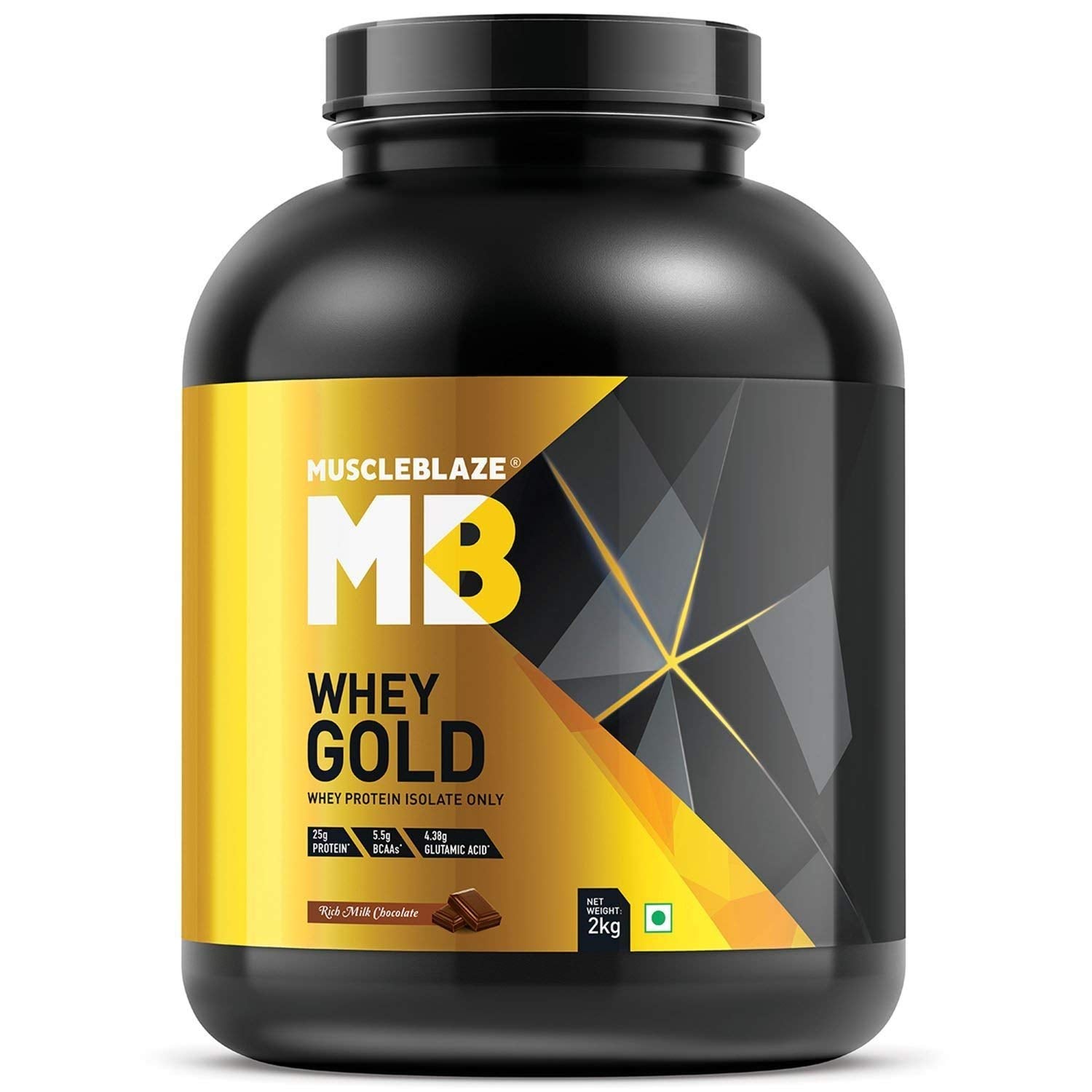 MuscleBlaze Whey Gold 100% Whey Protein Isolate (Rich Milk Chocolate, 2 kg / 4.4 lb) With free 100g Creatine and shaker.