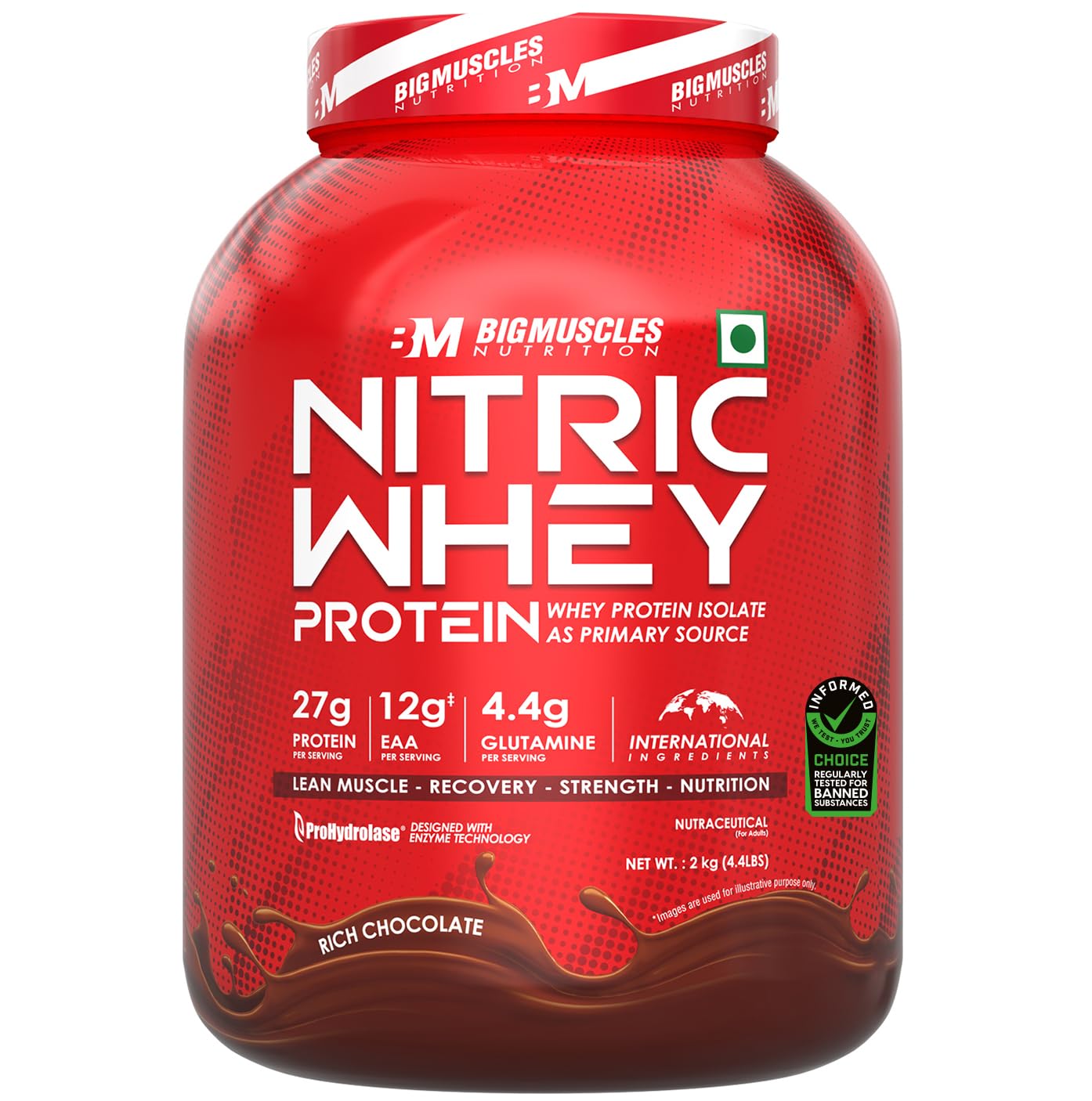 Bigmuscles Nutrition Nitric Whey protein | 27g Isolate Whey Protein | ProHydrolase Enzyme Tech. for Faster Absorption & Lean Muscle Growth