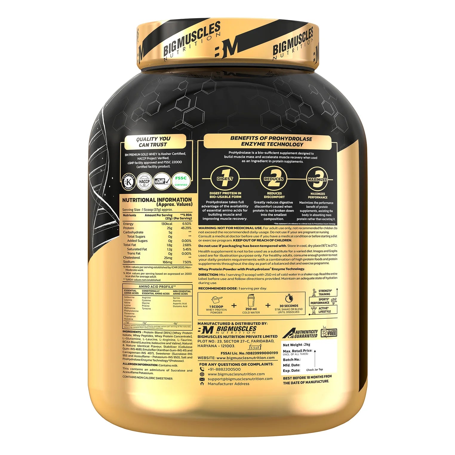 BigMuscle's nutrition Premium Gold Whey Protein is pinnacle of superior protein supplementation 2.27KG/5LBS