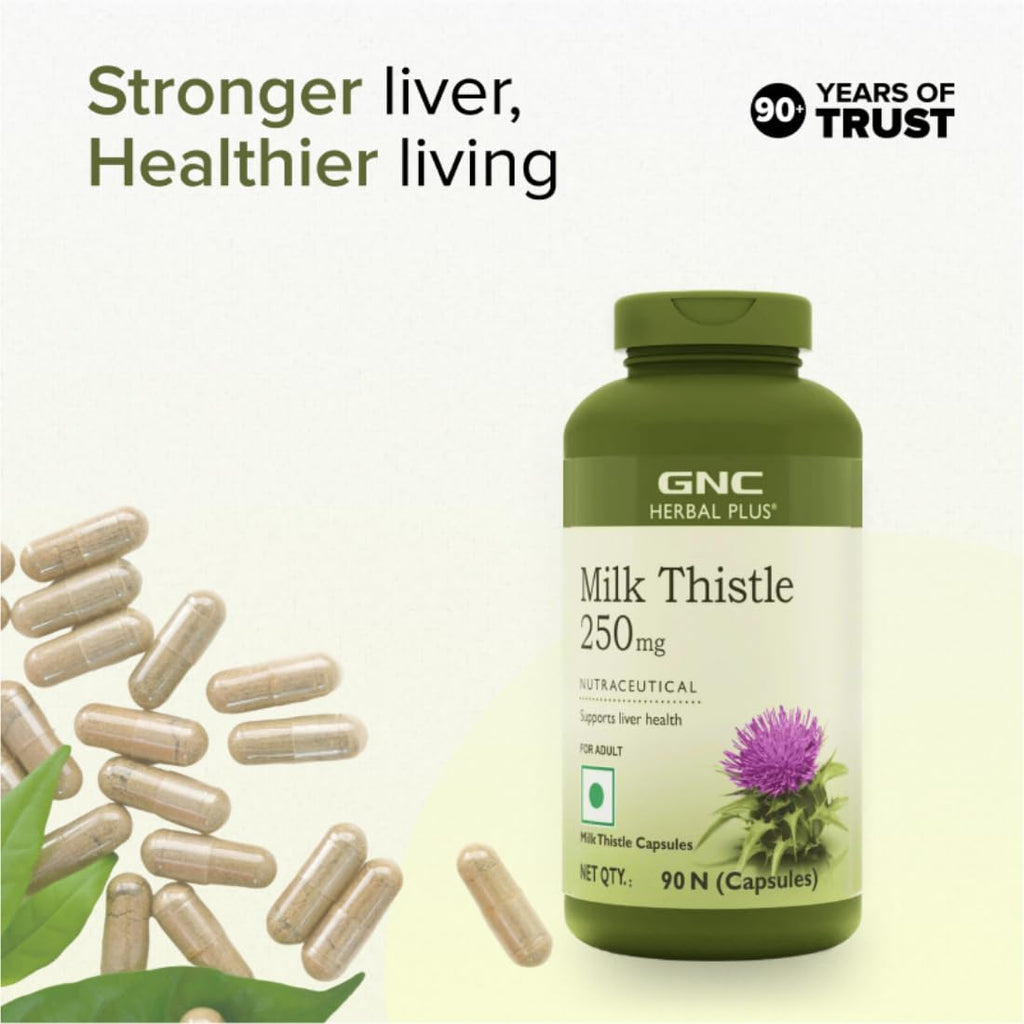 GNC Milk Thistle 250mg with 80% Silymarin |  Supports Liver Detox, Liver Health, Alcohol Protection, & Fatty Liver Care | Helps Remove Toxins & Boost Liver Function | USA Formulated