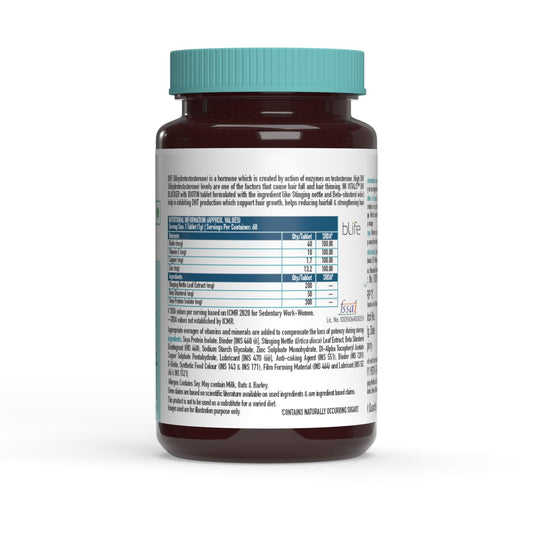 HK Vitals DHT Blocker with Biotin, Stinging Nettle and Soya Protein, Helps Reduce Hair Fall, Stimulates Hair Growth, Pack of 60 Tablets