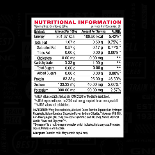 GNC AMP Pure Isolate Low Carb | Boosts Athletic Performance | Builds Lean Muscles | Speeds Up Recovery | Increases Strength | USA Formulated | 25g Protein | 6g BCAA  | 4 lbs