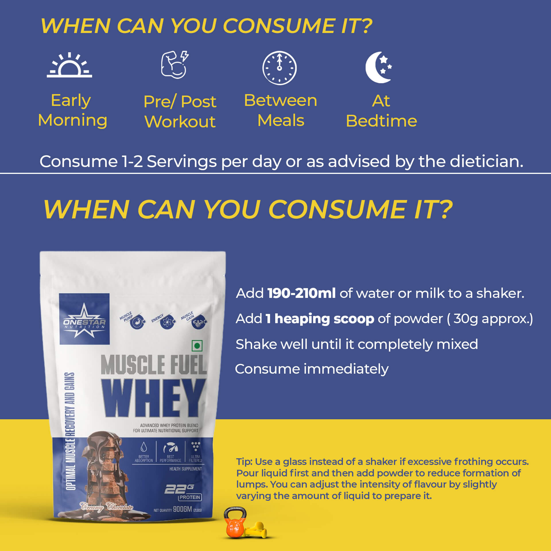 Onestar Muscle fuel whey 900g (2Lbs) Whey Protein