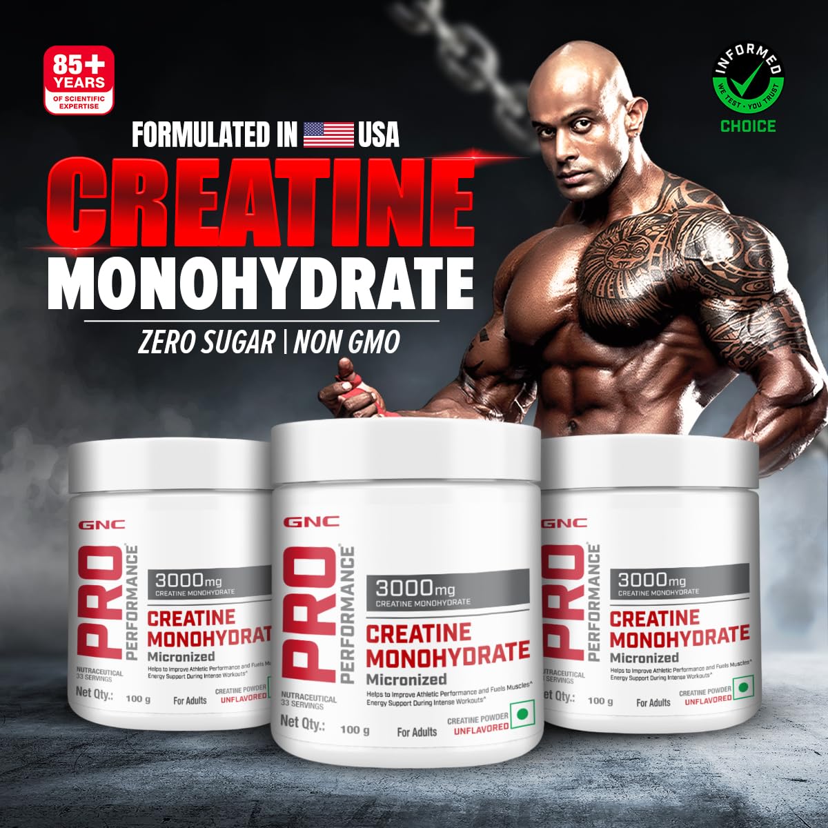 GNC Pro Performance Pure Micronized Creatine Monohydrate | Instantized | Fuels Muscles | Increase Muscle Mass | Rapid Absorption | Lab Tested  | Boosts Athletic Performance | Imported