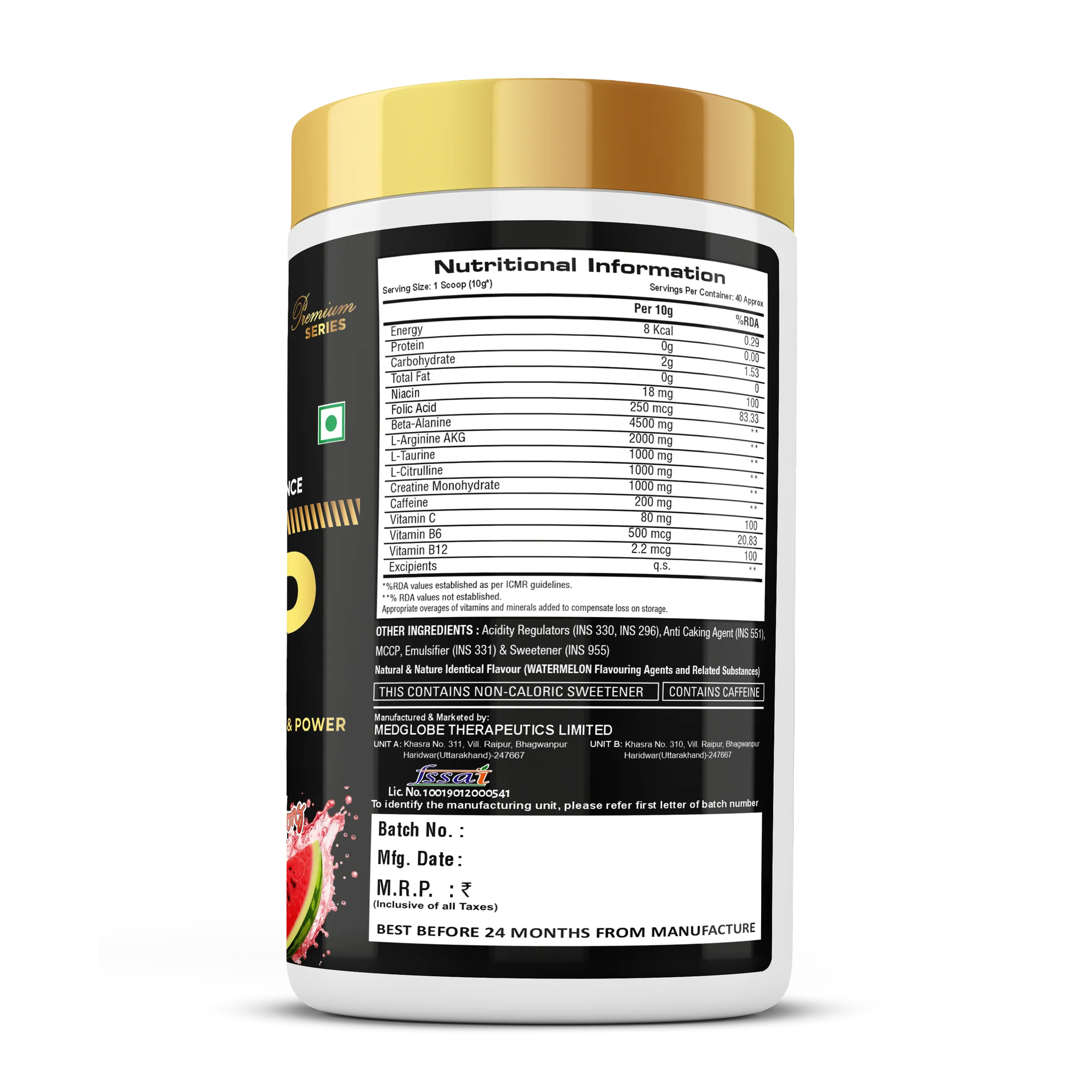 ELIGATOR NUTRITION Premium Series AMP Pre Workout - 400gm (40 Servings)