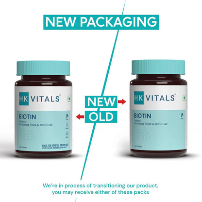 HK Vitals Biotin, Supplement for Hair Growth, Strong Hair and Glowing Skin, Fights Nail Brittleness, Biotin Tablets