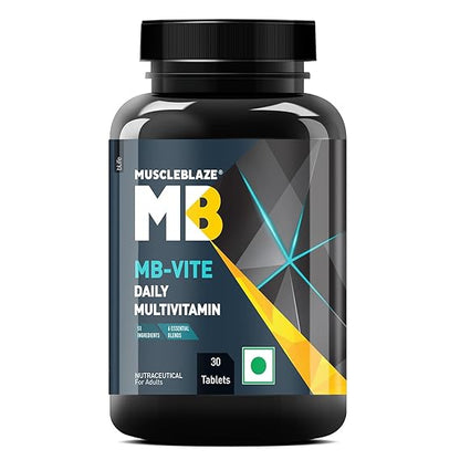 MuscleBlaze MB-Vite Daily Multivitamin with 51 Ingredients & 6 Blends, Vitamins & Minerals, Prebiotic & Probiotics, Amino Acid Blends, for Energy, Stamina & Recovery, Multivitamin Tablets